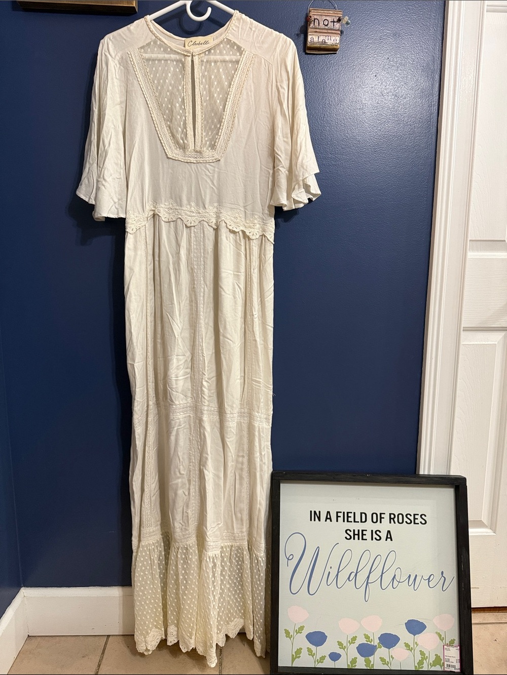Cleobella Cream Maxi Dress with Eyelet Panels